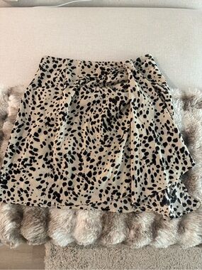 Nasty Gal Black Spotted Cream Mini Wrap Skirt
